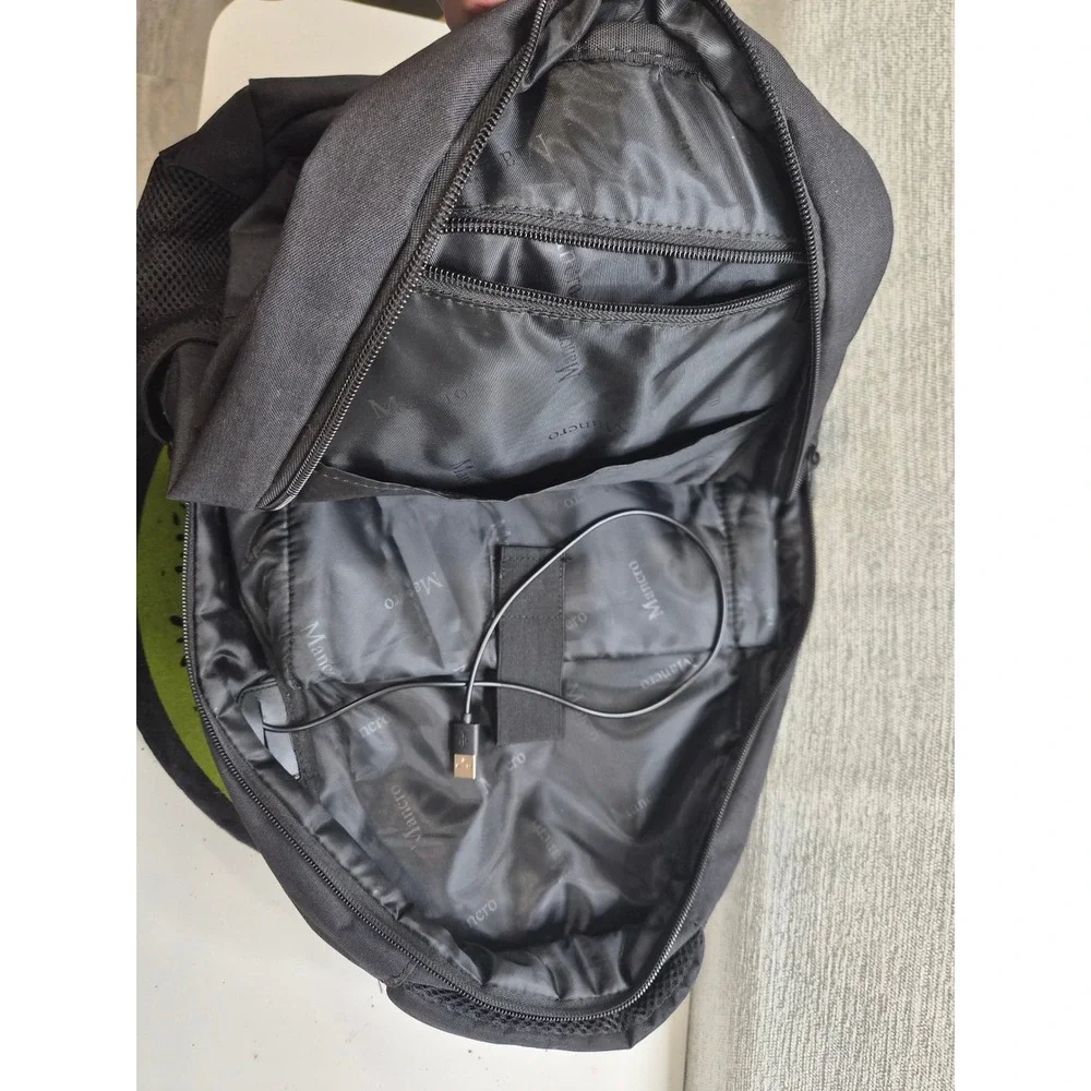 Mancro Black Multi Compartment Travel Laptop Backpack Black Mesh Side Pockets